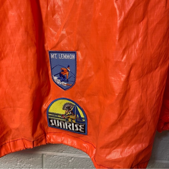 Handmade Windbreaker Jacket with Patches Neon Orange Pullover Pocket Hoodie - Picture 10 of 16